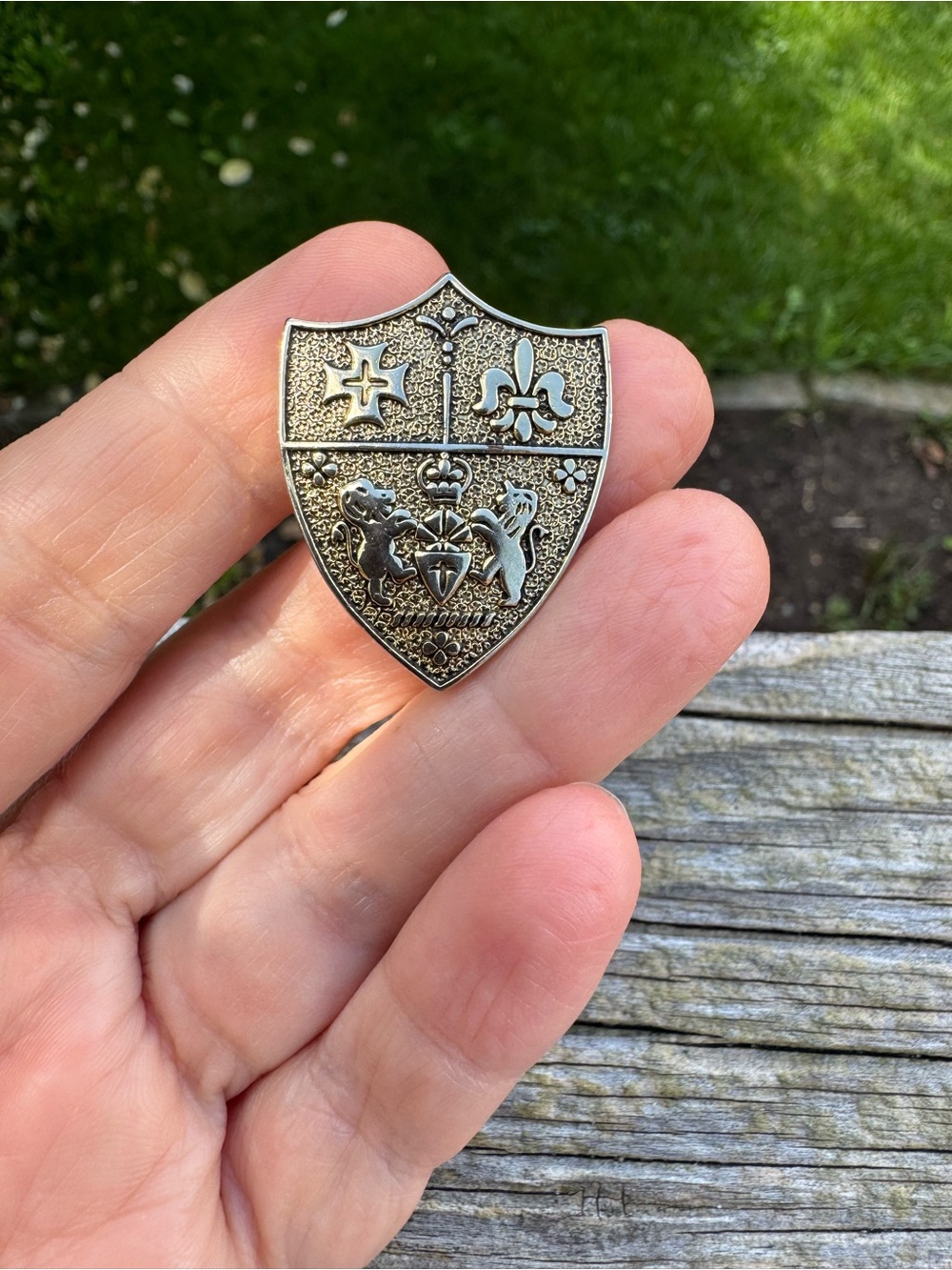 Gold Shield Enamel Pin - Decorative Crest Accessory